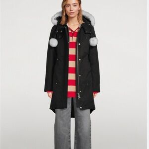 Moose Knuckles Black Stirling Down Parka, Fur Trim size XL fits like a Large!